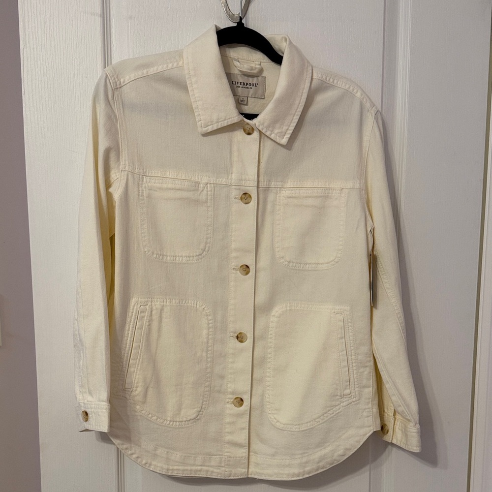 Liverpool Cream Button-Front Utility Jacket - Picture 2 of 11
